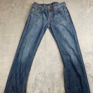 Levis 527 Jeans Mens 30x34 Blue Low Slim Boot Cut Faded Dark Wash Denim Logo